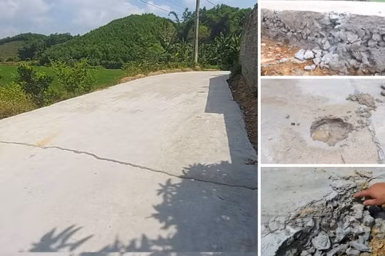 Yên Lập (Phú Thọ): Đường bê tông tiền tỷ chưa được nghiệm thu đã rạn nứt nham nhở