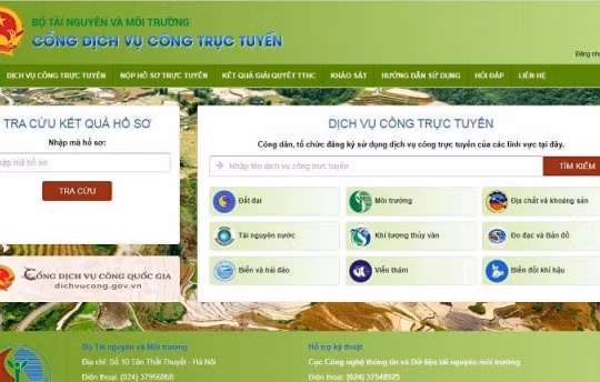 Bộ TN&MT hoàn thành cung cấp 100% thủ tục hành chính trên môi trường trực tuyến