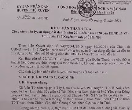 Phú Xuyên (Hà Nội): Nhiều sai phạm trong quản lý đất đai tại xã Vân Từ