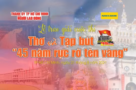 Báo Người Lao Động trao 13 giải thưởng trong cuộc thi Thơ và Tạp bút "45 năm rực rỡ tên vàng"