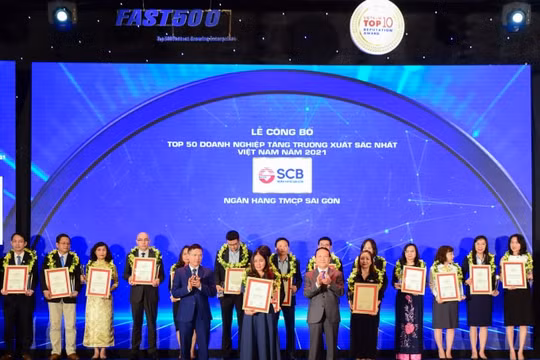 SCB vào Top 50 Doanh nghiệp tăng trưởng xuất sắc nhất Việt Nam 2021