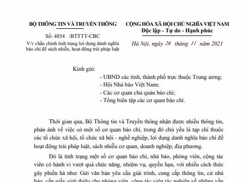 Chấn chỉnh tình trạng lợi dụng danh nghĩa báo chí để sách nhiễu, hoạt động trái pháp luật