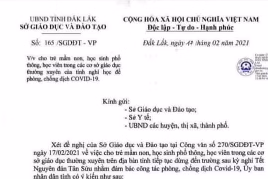 Đắk Lắk: Truy tìm đối tượng giả mạo công văn cho học sinh nghỉ học