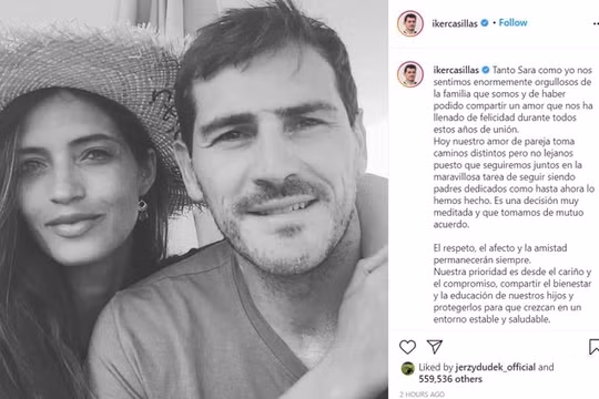 Huyền thoại Real Madrid Iker Casillas kết thúc hôn nhân kéo dài 11 năm