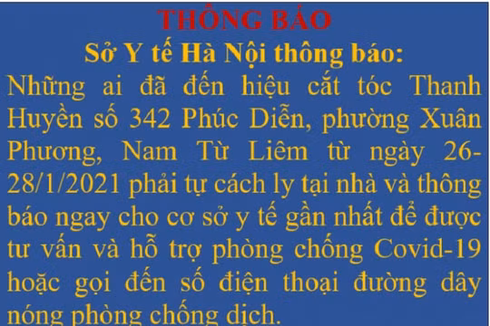 Thông báo khẩn: Tìm người đến hiệu cắt tóc tại Nam Từ Liêm, Hà Nội