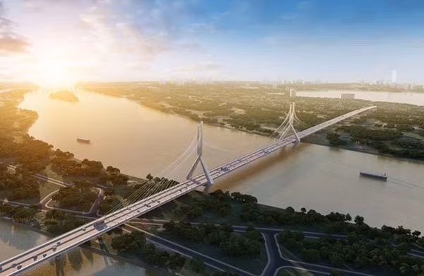 Phôi cảnh cầu Tứ Liên vượt sông Hồng