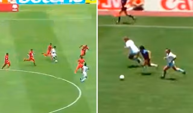 Cầu thủ Christian Vargas tái hiện lại siêu phẩm để đời của Maradona. Ảnh: internet