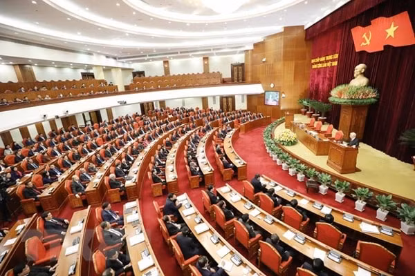Toàn cảnh phiên bế mạc Hội nghị lần thứ 14 Ban Chấp hành Trung ương Đảng Cộng sản Việt Nam khóa XII. Ảnh: TTXVN