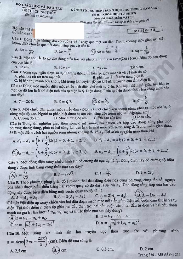 de thi tot nghiep thpt 2023 mon vat ly ma de 211 hinh 1