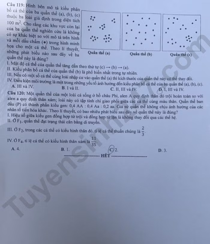 de thi tot nghiep thpt 2023 mon sinh hoc ma de 214 hinh 6