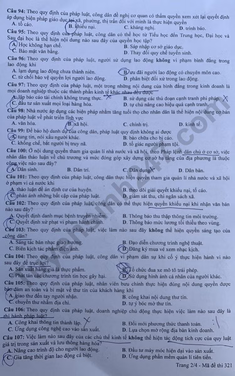 de thi tot nghiep thpt 2023 mon giao duc cong dan ma de 321 hinh 2