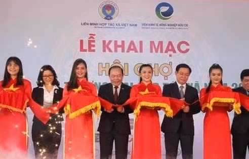 Khai mạc Hội chợ Xúc tiến thương mại hợp tác xã năm 2019. Ảnh: Xuân Dự