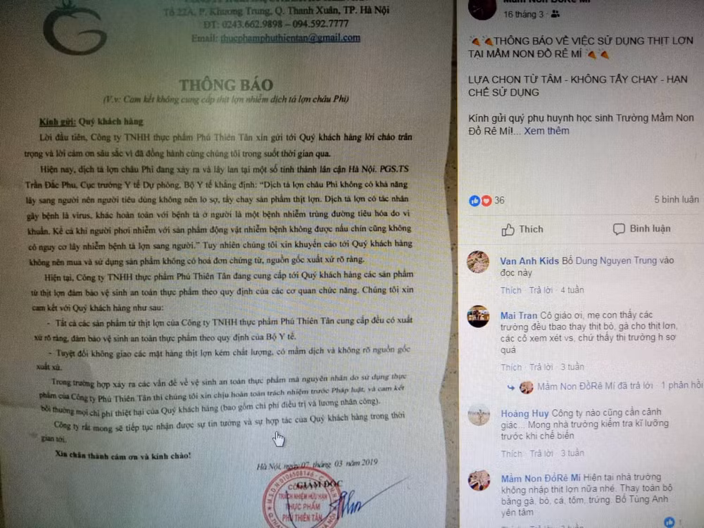 Ảnh chụp lại từ fanpage trường mầm non Đồ rê mí. Ảnh: Lương Minh