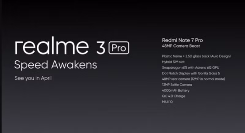 Realme 3 Pro- đối thủ Redmi Note 7 Pro sắp ra mắt.