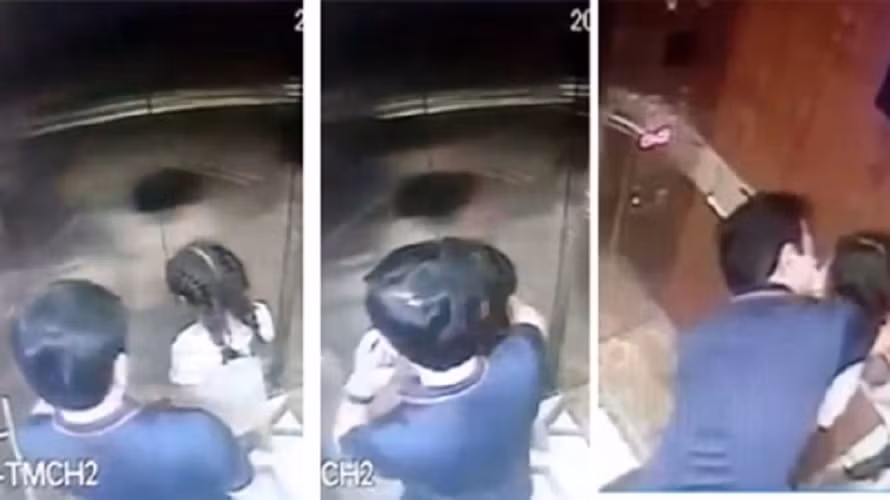 Hình ảnh bé gái bị ông Nguyễn Hữu Linh sàm sỡ trong thang máy.