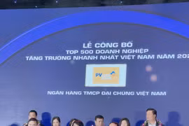 PVcomBank vinh dự trong Top 500 DN tăng trưởng nhanh nhất Việt Nam năm 2021