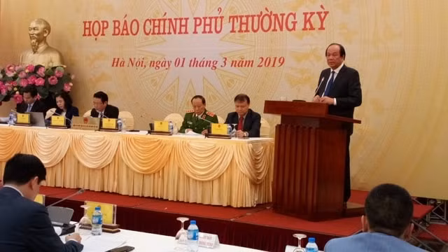 Bộ trưởng, Chủ nhiệm Văn phòng Chính phủ Mai Tiến Dũng chủ trì cuộc họp báo Chính phủ thường kỳ tháng 2/2019