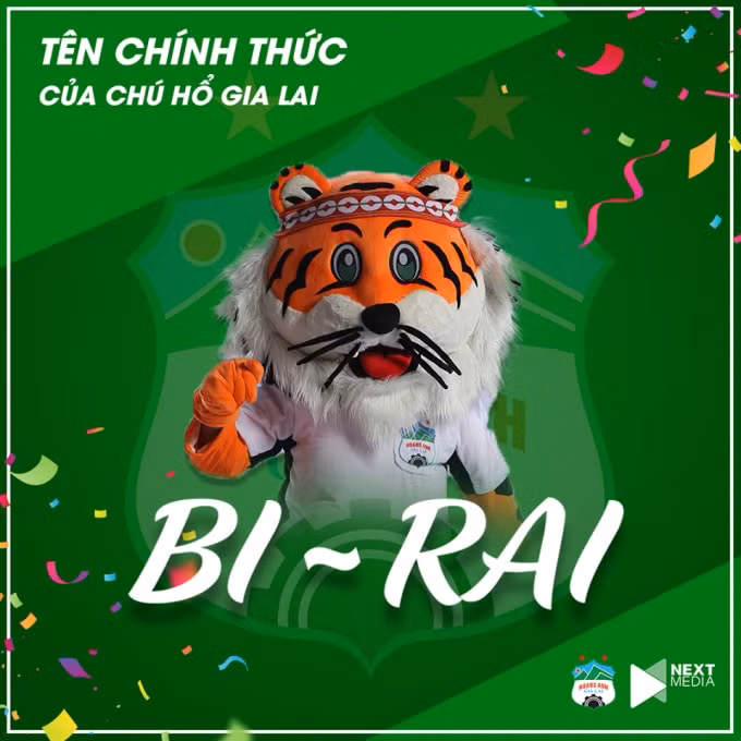 Chú hổ là Bi-rai, linh vật của CLB Hoàng Anh Gia Lai. Ảnh: TL