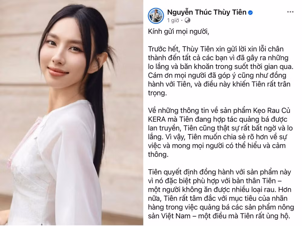 hoa hau thuy tien len tieng ve vu quang cao keo rau cu hop tac voi quang linh vlogs hinh 2