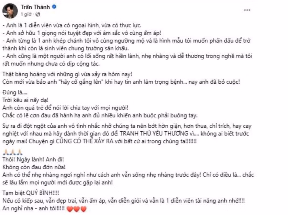 nhieu nghe si viet tiec thuong truoc su ra di cua dien vien quy binh hinh 2