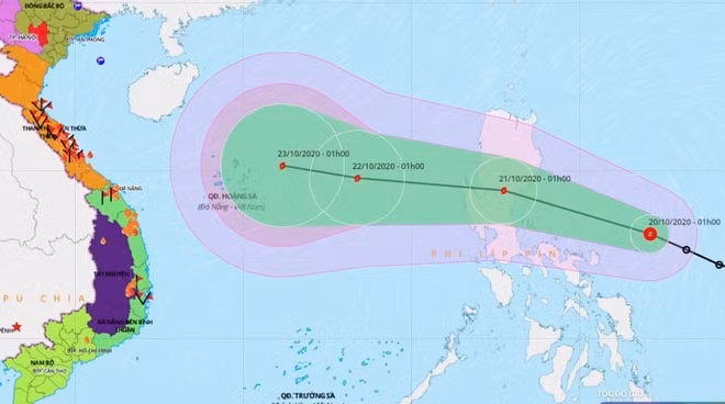Theo Trung tâm Dự báo Khí tượng Thủy văn Quốc gia, trong 24 giờ tới, bão đi theo hướng tây tây bắc với vận tốc 20-25 km/h và đi vào Biển Đông. Ảnh: zingnews.