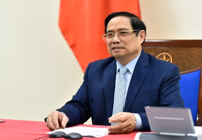 Thủ tướng Chính phủ Phạm Minh Chính phát biểu tại điện đàm.