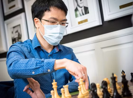 Kỳ thủ số 1 Việt Nam Lê Quang Liêm tại Giải cờ vua quốc tế Saint Louis 2021. Ảnh: internet