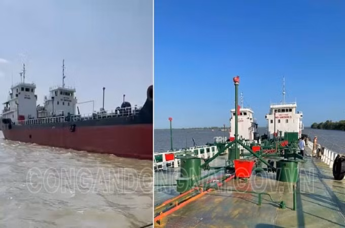 Hai tàu thủy vừa được lực lượng công an phát hiện, bắt giữ tại tỉnh Sóc Trăng (Ảnh công an cung cấp)