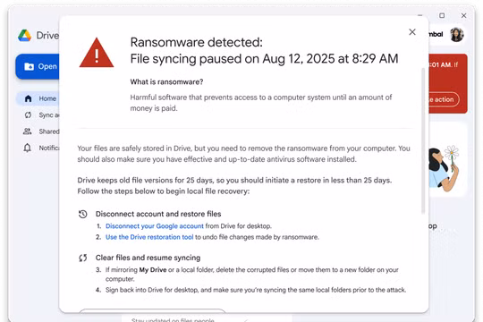 Google Drive ra mắt tính năng bảo vệ dữ liệu khỏi mã độc tống tiền