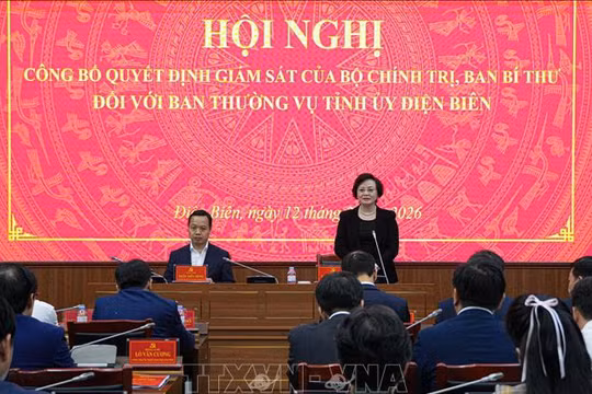 Công bố quyết định kiểm tra, giám sát đối với Ban Thường vụ Tỉnh ủy Điện Biên