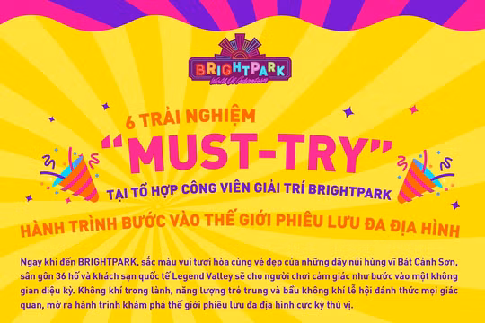 6 trải nghiệm "nhất định phải thử" tại Tổ hợp Công viên giải trí Bright Park
