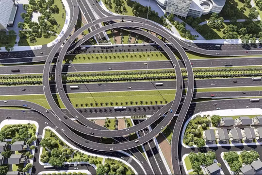 Nút giao nhiều tầng với các nhánh cong liên hoàn phía tây Hà Nội dần lộ diện