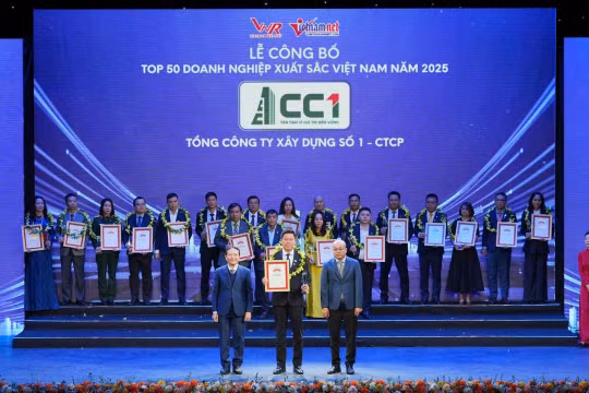 CC1 vào top 50 doanh nghiệp xuất sắc Việt Nam 2025, khẳng định vị thế của nhà thầu xây dựng uy tín hàng đầu