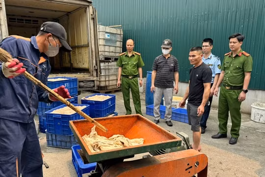 Hưng Yên: Tiêu hủy 570 kg lòng lợn bốc mùi hôi thối đang trên đường tiêu thụ
