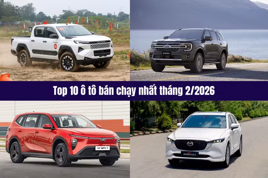 Top 10 ô tô bán chạy tháng 2/2026: VinFast chiếm quá nửa, Hilux gây bất ngờ