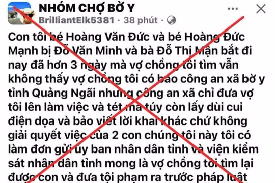 Thực hư việc 2 cháu bé mầm non bị bắt cóc nhiều ngày ở Quảng Ngãi