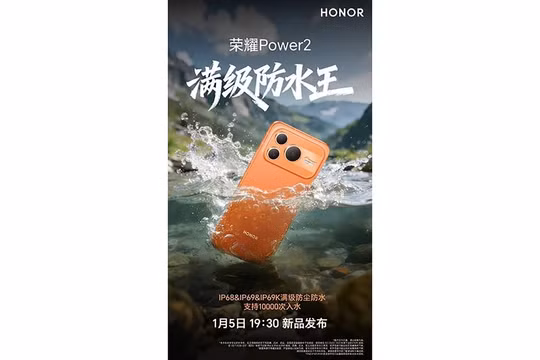 HONOR Power 2 xác nhận đạt chuẩn kháng nước IP69K và viên pin 10.080mAh