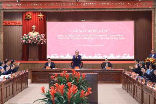 Tổng Bí thư Tô Lâm làm việc với Ban Thường vụ Thành ủy Hà Nội về những định hướng lớn phát triển Thủ đô