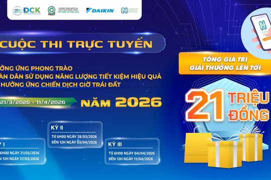 Phát động cuộc thi trực tuyến hưởng ứng phong trào “Toàn dân sử dụng năng lượng tiết kiệm hiệu quả và hưởng ứng Chiến dịch Giờ Trái đất năm 2026”