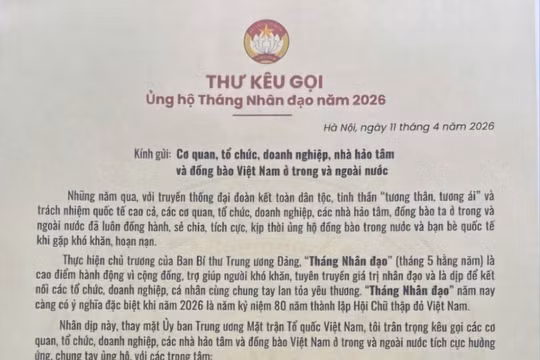 Ủng hộ Tháng Nhân đạo 2026: Chung tay kiến tạo sinh kế và sẻ chia trách nhiệm