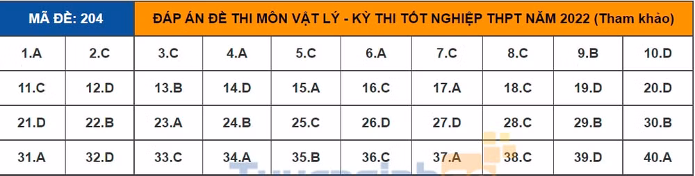 dap an de thi tot nghiep thpt 2022 mon vat ly ma de 204 tham khao hinh 1