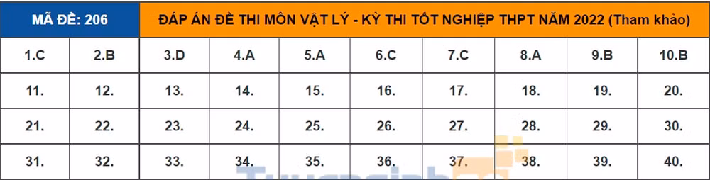 dap an de thi tot nghiep thpt 2022 mon vat ly ma de 206 tham khao hinh 1
