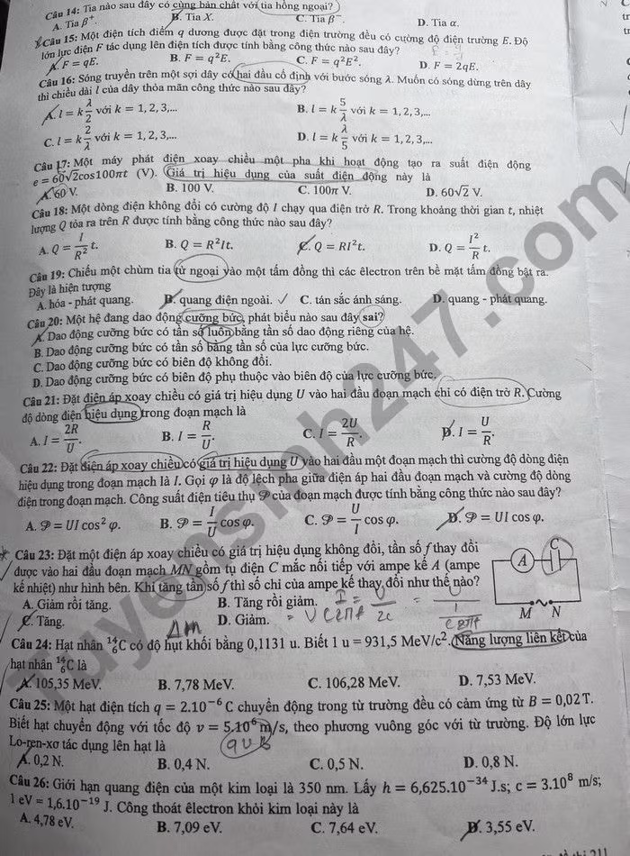 de thi tot nghiep thpt 2022 mon vat ly ma de 211 hinh 2