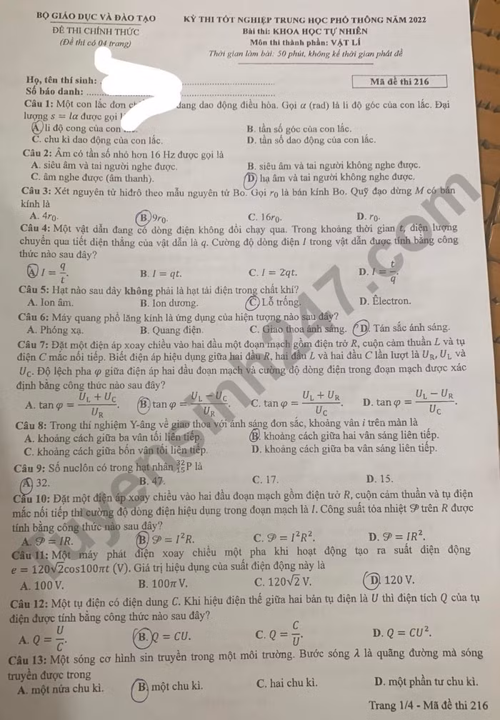 de thi tot nghiep thpt 2022 mon vat ly ma de 216 hinh 1