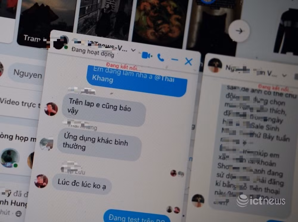 Vào khoảng 17 giờ ngày 10/12, Facebook Messenger trên máy tính liên tục báo mất kết nối. Ảnh: ictnews.vn