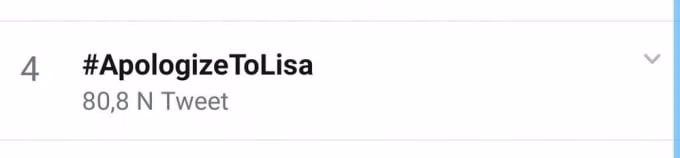 Dòng hashtag #ApologizeToLisa lên top trending. Ảnh: Chụp màn hình