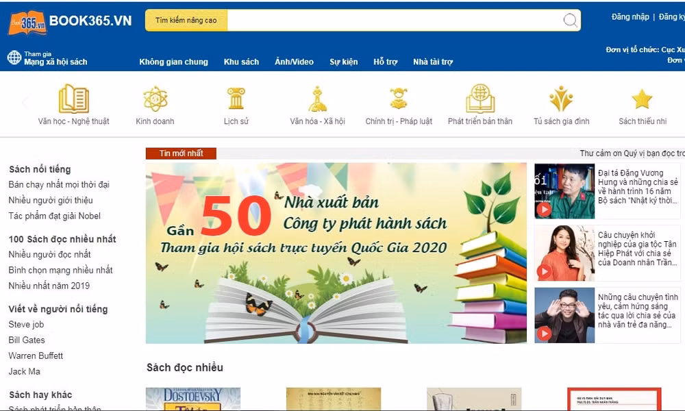 Giao diện trang Book365.vn.