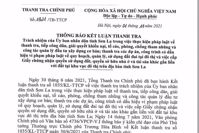 thanh tra chinh phu kien nghi xu ly hang loat sai pham tai son la hinh 2