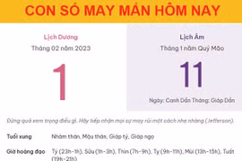 Con số may mắn hôm nay 1/2/2023 thứ 4, ngày 11/1 âm lịch