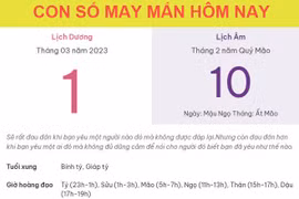 Con số may mắn hôm nay 1/3/2023 thứ 4, ngày 10/2 âm lịch